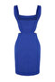 Blue A-Cut Mini Cotton Window/Cut Out Detailed Square Collar Woven Dress TWOSS23EL00596 - 8