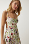 Women's Ecru Green Window Detailed Patterned Knitted Jumpsuit UB00245 - 5