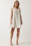 Women's Cream Summer Linen Viscose Bell Dress BH00416 - 2