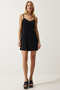 Women's Black Strap Velvet Mini Dress AA00028