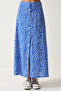 Women's Blue Patterned Slit Viscose Skirt UB00246 - 5