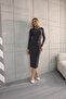 Women's Gathered Turtleneck Long Sleeve Sandy Long Dress - 4