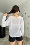 Women's White Pompom Detailed Knitwear Cardigan - 6