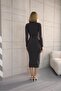 Women's Gathered Turtleneck Long Sleeve Sandy Long Dress - 6