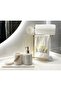 White Marble Bathroom Set-5 Pieces Gold Leaf Detailed Towel Holder