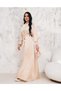 WOMEN'S COLLAR AND SLEEVES Rhinestone EMBROIDERED BELT DETAILED DRESS - 7