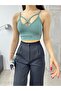 Women's Front Cross Rope Strap Padded Crop Top Bustier - 5