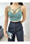 Women's Front Cross Rope Strap Padded Crop Top Bustier - 7