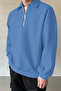 Men's Oversize Half Zipper Sweatshirt with Shirt Collar - 4
