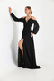 women black slit detailed chiffon evening dress NBSWLL13 - 3