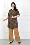 Women's Tan Striped Cotton Viscose Large Size Tunic - 2