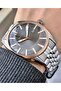 Men's Silver Rose Classic Calendar Wristwatch - Link Metal Cord, Numberless Dial