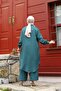 WOMEN'S SUMMER SHIRT COLLAR AND BUTTONED FRONT LINEN FABRIC LONG SHIRT TUNIC, PANTALON TESETURE DOUBLE SET - 7