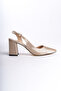 Olsen Women's Pointed Toe Open Back Banded Thick Heeled Stiletto Daily Evening Dress Shoes - 3