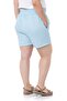Plus Size Gabardine Baby Blue Shorts with Elastic Waist, Side and Back and Fold Detail - 3