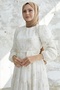 Embroidered Ruffle Chiffon Dress - White - 5