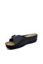09-701 Black Women's Wedge Heel Slippers - 4