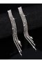 Crystal Zircon Embellished Waterway Dangle Earrings, Women's Formal Tassel Earrings