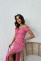 Floral Patterned Skirt Crop Double Set Pink - 4