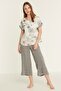 Patterned 6-Piece Viscose Pajama Set 9502 Ecru - 7