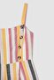 Linen Blended Strappy Striped Short Jumpsuit - Square Collar W8575az22sm - 7