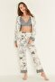 Patterned 6-Piece Viscose Pajama Set 9502 Ecru - 2