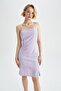 A-line Straps Linen Blended Slit Midi Dress X8936az22sm - 7