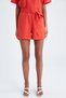Paper Bag High Waist Belt Detailed Linen Blended Bermuda Shorts U9546az22hs - 4