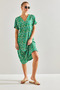 Women's Green V-Neck Patterned Dress 60201007 - 7