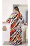 Plus Size Women's Madonna Collar Spanish Sleeve Detail Loose Woven Dress 24005 - 4