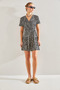 Women's Double Breasted Collar Patterned Dress60201003 - 3