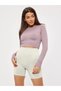 Jerovin Pattern Gathering Knitted Seamless Push Up Effective Short Shorts Ecru Color - 2