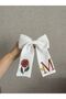 Burgundy Sunflower And Letter Embroidered Bow Automatic Buckle - 3
