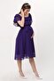 Maternity Ruffle Neckline Sash Purple Chiffon Dress 8000 - 4