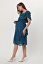 Maternity Ruffle Neckline Sash Oil Blue Chiffon Dress 8000 - 7