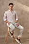 Striped Modern Slim Fit Linen Look 100% Cotton Long Sleeve Men's Shirt - 2