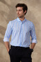 Striped Modern Slim Fit Linen Look 100% Cotton Long Sleeve Men's Shirt - 2