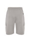 Gray Oversize/Wide Cut Hidden Cord Elastic Waist Cargo Pocket Label Shorts Tmnss24Sr00018 - 8