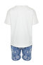 Men's Ecru-Blue Printed Regular Fit Couple/Double Knitted Shorts Pajama Set Tmnss24Pt00018 - 8