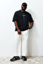 Black Oversize PrinTed Large Size T-Shirt - TMNSS24BF00022 - 2