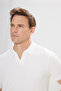 Men's White Slim Fit Slim Fit Polo Collar Dobby T-Shirt - 5