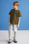 LORENZ-00% cotton short sleeve boy Khaki T-Shirt - 2
