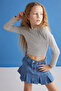 LILLY-GRM24017 95%cotton 5%elastane long-sleeved girl's crop White-Grey Striped Blouse - 3
