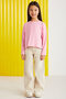 NICOLA-100% cotton long-sleeved girl Pink T-Shirt
