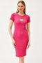 Women's Fuchsia Heart Decollete Stone Garnished Lycra Mini Cotton Dress ELB-19002065