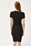 Women's Black Heart Low-cut Stone Garnished Lycra Mini Cotton Dress ELB-19002065 - 6
