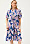 Women's Indigo Collar Lace-up Casual Dress ELB-19002073