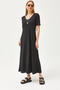 Women's Black V-Neck Casual Maxi Dress ELB-19002076