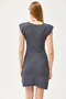 Women's Anthracite V-Neck Openwork Knitwear Bell Dress ELB-19002071 - 5
