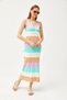 Women's Lilac Strap Striped Side Slit Knitwear Dress ELB-19002069 - 6